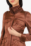 Gucci Bronze Satin Ruched High-neck Zip-Up Jacket Estimated Size XS