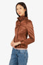 Gucci Bronze Satin Ruched High-neck Zip-Up Jacket Estimated Size XS