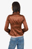 Gucci Bronze Satin Ruched High-neck Zip-Up Jacket Estimated Size XS