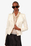 Gucci Cream Stitched Zip-Up Jacket Size 40