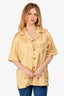 Ernest Baker Gold Satin Button Down Shirt Size M Mens