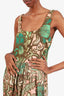 La Double J Green/Pink Silk Floral Printed Tiered Maxi Dress Size L
