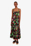 La Double J Black/Multicolour Silk Floral Tiered Sleeveless Maxi Dress Size Medium