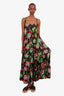 La Double J Black/Multicolour Silk Floral Tiered Sleeveless Maxi Dress Size Medium
