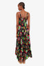 La Double J Black/Multicolour Silk Floral Tiered Sleeveless Maxi Dress Size Medium