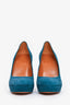 Gucci Teal Suede Leather Platform Heels Size 37