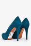 Gucci Teal Suede Leather Platform Heels Size 37
