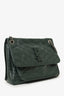 Saint Laurent Dark Green Crinkle Leather Niki Shoulder Bag