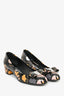 Salvatore Ferrgamo Black/Pink Leather Bow Heels Size 6.5