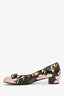 Salvatore Ferrgamo Black/Pink Leather Bow Heels Size 6.5