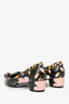Salvatore Ferrgamo Black/Pink Leather Bow Heels Size 6.5