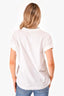 Brunello Cucinelli White Cotton V-Neck Boxy T-Shirt with Monili Bead Trim Size XS