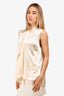 Givenchy Cream Silk Bow Neck Tie Sleeveless Top Size 40