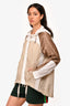 Lorena Antoniazzi White/Brown Nylon Zip-Up Jacket with Beaded Pull Size 42