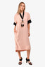 Marni Pink/Black Midi Shift Dress With Pendant Ribbon Necklace Set Size 40