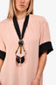 Marni Pink/Black Midi Shift Dress With Pendant Ribbon Necklace Set Size 40