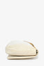 Dries Van Noten Cream Patent Leather Gold Sequin Embellished Flap Clutch With Chain