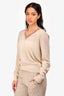 Dries Van Noten Merino Wool Cream Striped V-Neck Sweater Size L