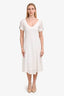 Brunello Cucinelli White Sequin Linen/Silk Knit Short Sleeve Midi Dress with Slip Size S