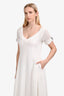 Brunello Cucinelli White Sequin Linen/Silk Knit Short Sleeve Midi Dress with Slip Size S