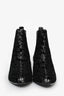 Saint Laurent Black/Silver Velvet Metallic Leopard Print Boots Size 40