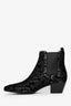 Saint Laurent Black/Silver Velvet Metallic Leopard Print Boots Size 40