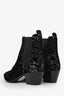 Saint Laurent Black/Silver Velvet Metallic Leopard Print Boots Size 40