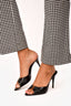 Saint Laurent Black Glossed Leather 'Babylone' Embellished Gathered Mules Size 37