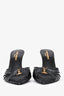 Saint Laurent Black Glossed Leather 'Babylone' Embellished Gathered Mules Size 37