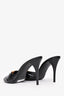 Saint Laurent Black Glossed Leather 'Babylone' Embellished Gathered Mules Size 37
