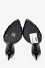Saint Laurent Black Glossed Leather 'Babylone' Embellished Gathered Mules Size 37