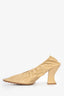 Bottega Veneta Beige Crinkled Leather 'Almond' Heels Size 36.5 (As Is)