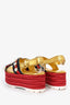 Gucci Gold Metallic Leather Faux Pearl Studded Espadrilles Size 35