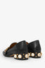 Gucci Black Square Toe GG Web Faux Pearl Heeled Loafers Size 36