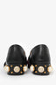 Gucci Black Square Toe GG Web Faux Pearl Heeled Loafers Size 36