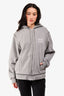 Miu Miu Grey Logo Studded Zip-Up Hoodie Size M