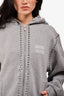 Miu Miu Grey Logo Studded Zip-Up Hoodie Size M