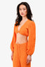 Faithfull The Brand Orange Linen Blend Tied Long-Sleeve Top + Pants Size 2