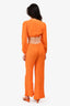 Faithfull The Brand Orange Linen Blend Tied Long-Sleeve Top + Pants Size 2