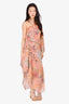 Misa Orange Printed Asymmetrical Sheer Chiffon Dress Size XS