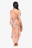 Misa Orange Printed Asymmetrical Sheer Chiffon Dress Size XS
