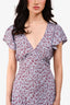 Faithfull The Brand Blue Floral Wrap Mini Dress Size 4