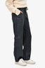 Faithfull the Brand Washed Black Linen Cargo Pants with Waist Tie Size S