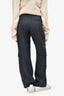 Faithfull the Brand Washed Black Linen Cargo Pants with Waist Tie Size S