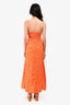 Faithfull The Brand Orange Floral Ruched Midi Dress Size 2