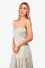 Misa Green/Pink Eyelet Cotton Midi Dress Size S