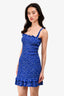 Faithfull The Brand Blue Rouched Mini Dress Size 4