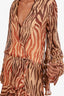 Rococo Sands Brown Animal Print Ruffle Detail Dress Size Small
