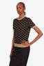 Gucci Black/Gold Wool Knit Short Sleeve 'GG' Logo Top Size Medium