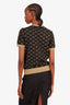 Gucci Black/Gold Wool Knit Short Sleeve 'GG' Logo Top Size Medium